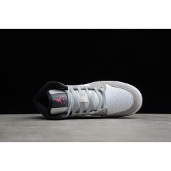 Jordan 1 Mid White Grey Hyper Pink 555112-117 Basketball Shoes