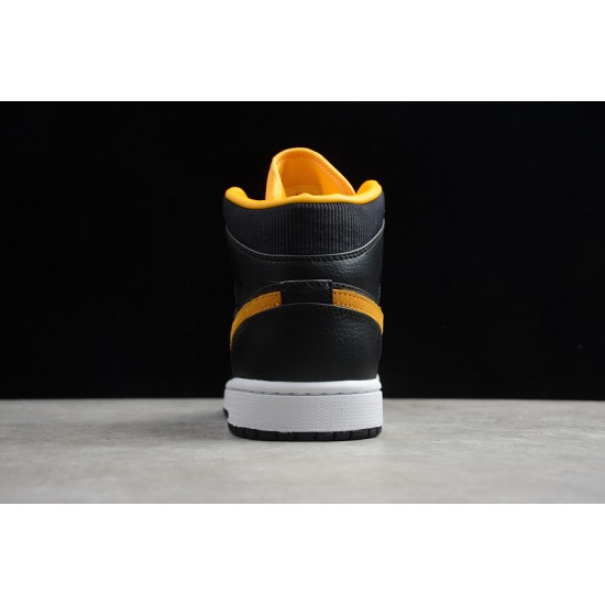 Jordan 1 Mid Yellow Black C9352-001 Basketball Shoes