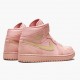 Women/Men Air Jordan 1 Mid Coral Gold 852542-600 Jordan Shoes