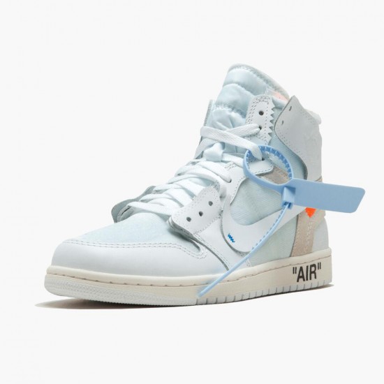 Men Air Jordan 1 Retro High Off-White White AQ0818-100 Jordan Shoes