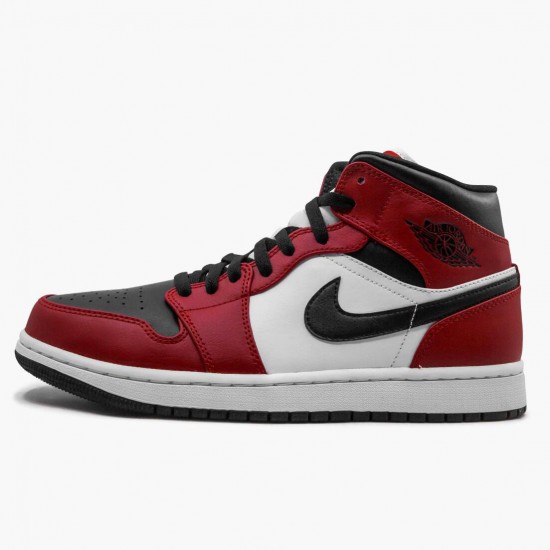 Men Air Jordan 1 Mid Chicago Black Toe 554724-069 Jordan Shoes