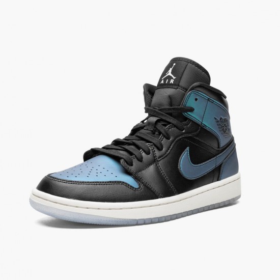 Women/Men Air Jordan 1 Mid Iridescent Black BQ6472-009 Jordan Shoes