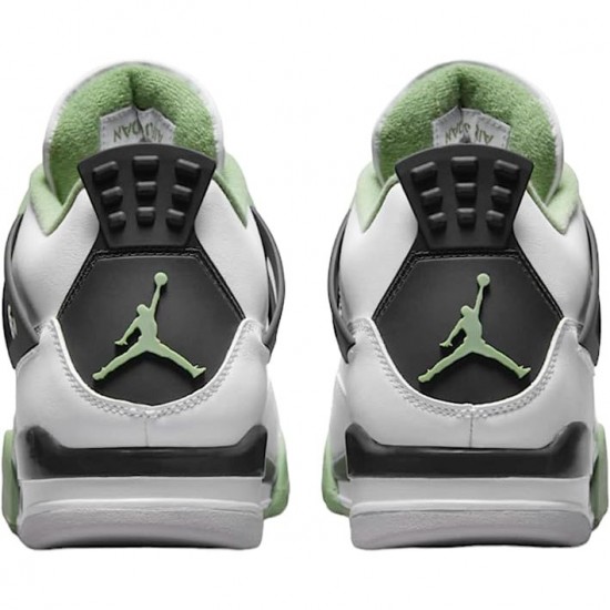 Men Air Jordan 4 Retro White Oil Green Dark Ash AQ9129-103 Jordan Shoes