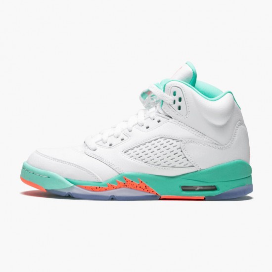 Women/Men Air Jordan 5 Retro Light Aqua 440892-100 Jordan Shoes