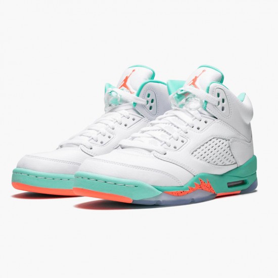 Women/Men Air Jordan 5 Retro Light Aqua 440892-100 Jordan Shoes