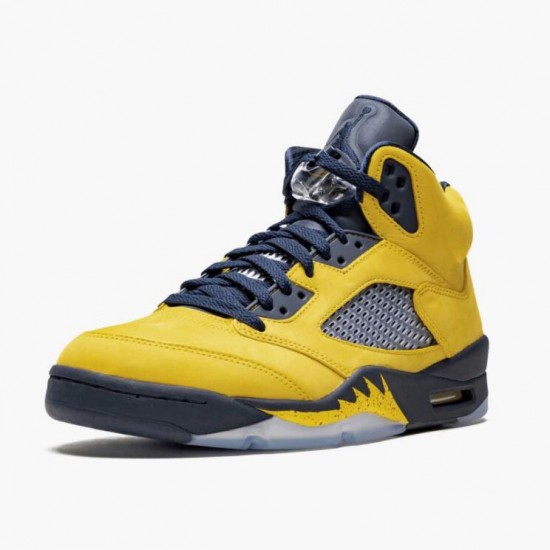 Women/Men Air Jordan 5 Retro Michigan 2019 AmarilloCollege Navy CQ9541-704 Jordan Shoes