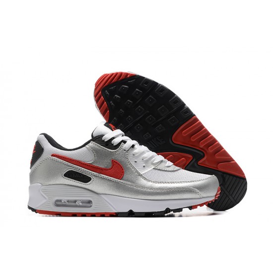 Nike Air Max 90 Mens Silver Red Shoes