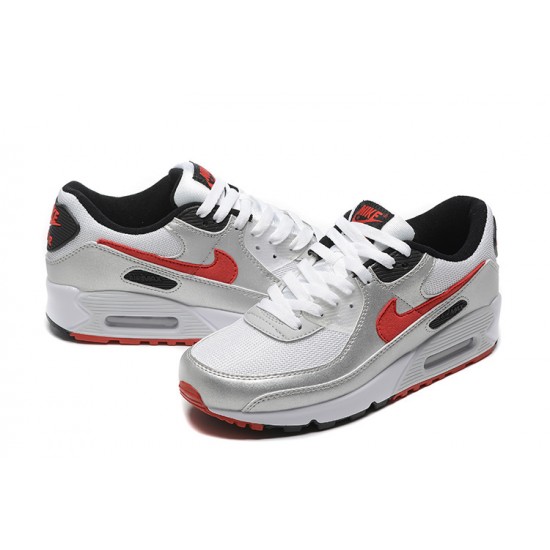 Nike Air Max 90 Mens Silver Red Shoes