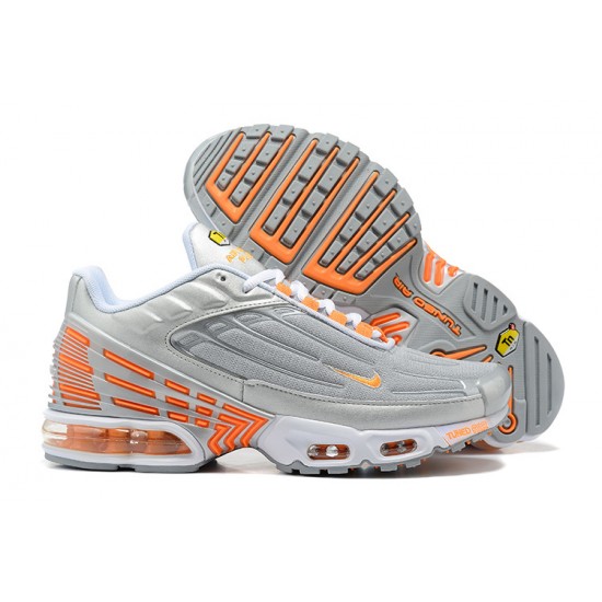 Nike Air Max Plus 3 Mens Grey Orange and Silver Shoes