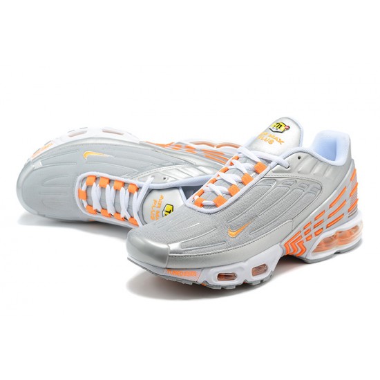 Nike Air Max Plus 3 Mens Grey Orange and Silver Shoes