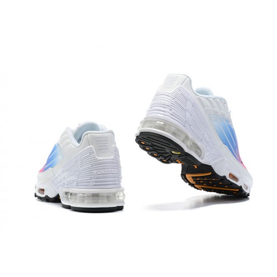 Nike Air Max Plus 3 Mens White Blue and Pink Shoes