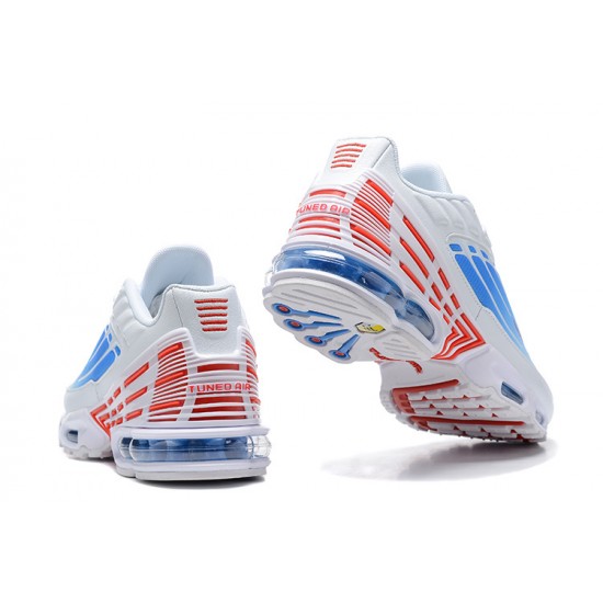 Nike Air Max Plus 3 Mens White Blue and Red Shoes