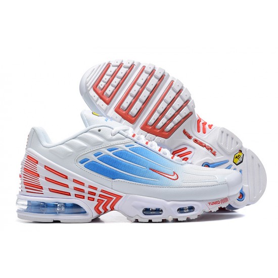 Nike Air Max Plus 3 Mens White Blue and Red Shoes