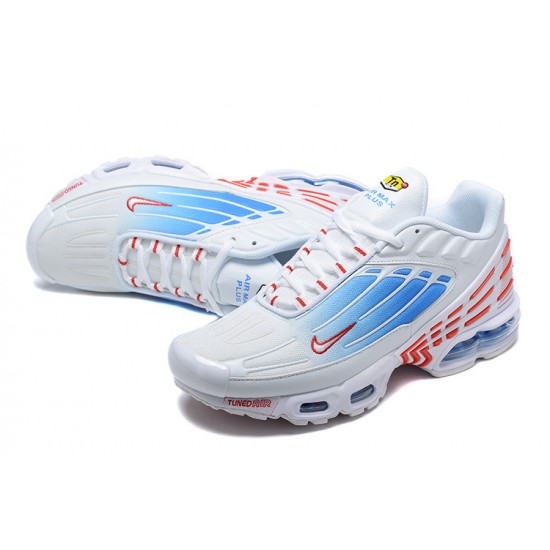 Nike Air Max Plus 3 Mens White Blue and Red Shoes