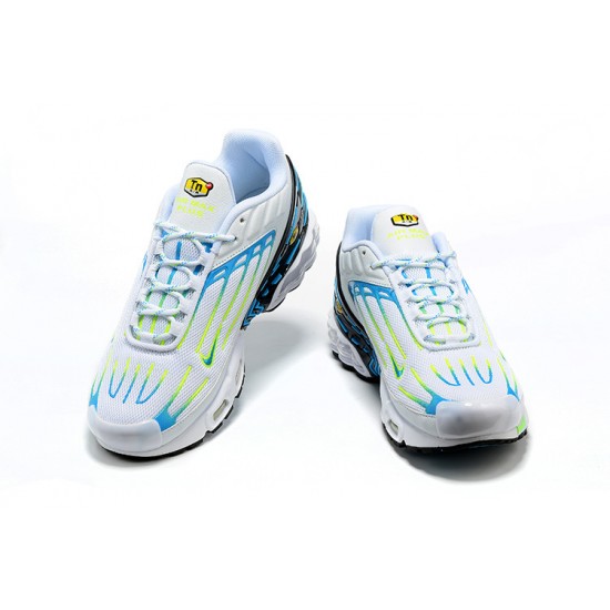 Nike Air Max Plus 3 Mens White Blue and Yellow DV7138-100 Shoes