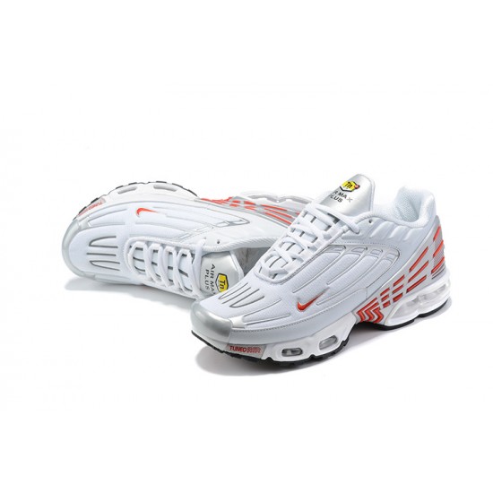 Nike Air Max Plus 3 Mens White Red and Silver Shoes