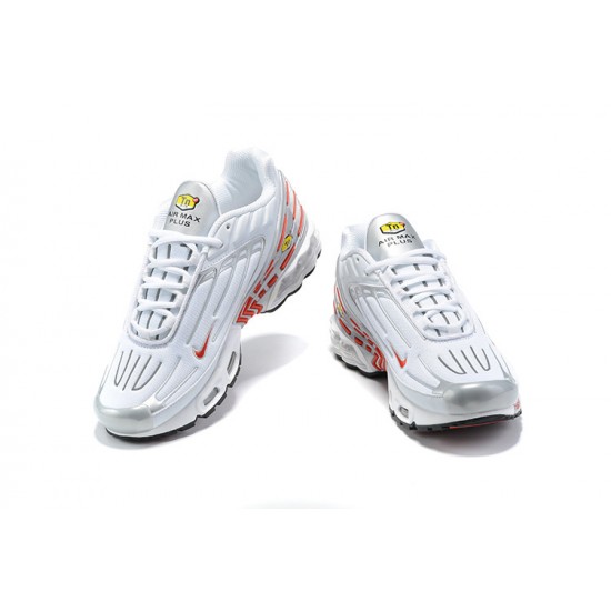 Nike Air Max Plus 3 Mens White Red and Silver Shoes