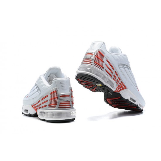 Nike Air Max Plus 3 Mens White Red and Silver Shoes